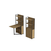 Стол книжка с этажеркой Практик 2 Ferrum-decor 1555x640x990 Черный металл ДСП Дуб Артизан 16 мм (FRD-104630)