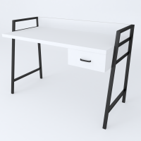 Письмовий стіл Ferrum-decor Комфорт 750x1000x600 Чорний метал ДСП Біле 32 мм (FRD-103422)