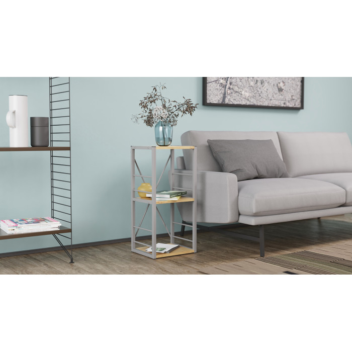 Етажерка 3/34 Ferrum-decor Серії Конект 73x34x28 сірий ДСП Дуб Артизан 16мм (FRD-104303)