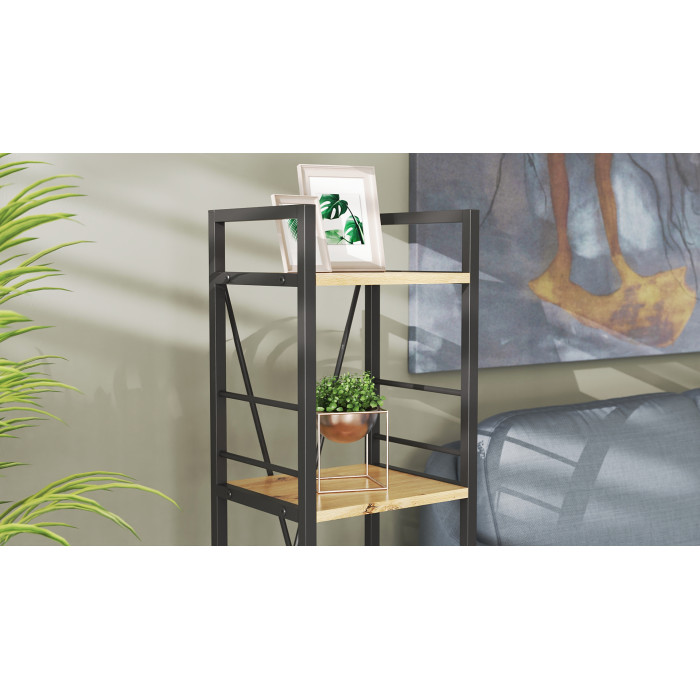 Етажерка 4/34 Ferrum-decor Серії Конект 120x34x28 чорний ДСП Дуб Артизан 16мм (FRD-104273)