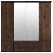 Шкаф в спальню с зеркалом ВМК (БРВ) Джули SZF2D2L2S Венге магия/Дуб конкордия (BRW-1677)