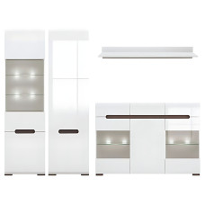 Модульная стенка для гостиной ВМК (БРВ) Амелия N77862 Белый/Белый глянец (BRW-1641)