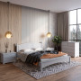 Двуспальная деревянная кровать Mebigrand Мангеттен Н Светло-серый (RAL7040) 180х190 см (MBG-3418) - фото 1