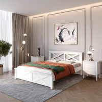 Двуспальная кровать Mebigrand Прованс Н Белый (RAL9003) 180х190 см (MBG-1569)