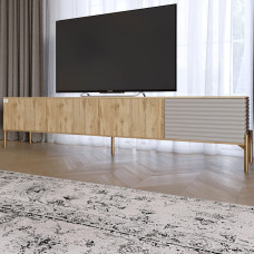 Тумба під телевізор на золотих металевих ніжках LION Грей Дуб Аппалачі/Кашемір (LION-042596)