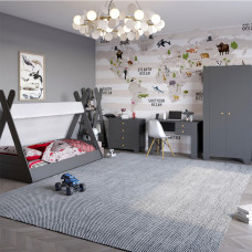 Гарнітур для дитячої спальної кімнати 5 елементів LION Інді Антрацит (LION-041593)