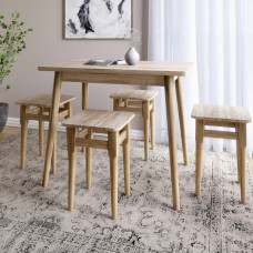 Стол и 4 табурета обеденный комплект для кухни Маями-2 кромка ПВХ 2 мм Дуб Сонома (LION-041241)