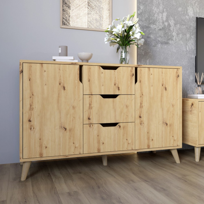 Комод у вітальню з ніжками в кольорі Горіх світлий М-ЗОН Борн 1200 Дуб артизан (MZN-031091)