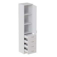 Пенал Анжело Ferrum-decor на 3 полки с дверью и 4 ящиками 1900x400x380 ДСП Белое 16 мм (FRD-104930)