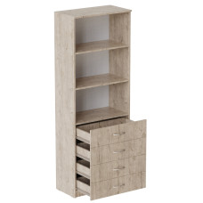 Шкаф Анжело Ferrum-decor на 3 полки с 4 ящика 1900x700x380 ДСП Дуб Сан-Марино 16 мм (FRD-105020)