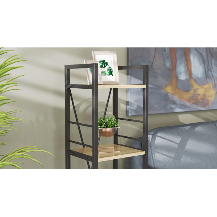 Етажерка 4/34 Ferrum-decor Серії Конект 120x34x28 чорний ДСП Дуб Сонома 16мм (FRD-104274)
