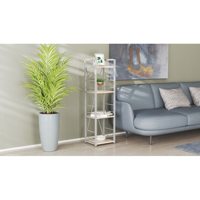 Етажерка 4/34 Ferrum-decor Серії Конект 120x34x28 сірий ДСП Дуб Сан-Марино 16мм (FRD-104284)