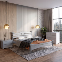 Двоспальне ліжко Mebigrand Даллас Світло-сірий (RAL 7040) 140х190 см (MBG-1750)