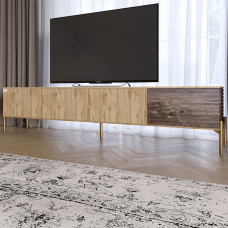 Тумба під телевізор на золотих металевих ніжках LION Грей Дуб Аппалачі/Дерево (LION-042537)