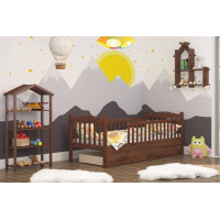 Дитяче ліжко Mebigrand Каріна-2 Горіх темний 80х190 см з бортиками та ящиками (MBG-2520)