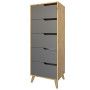 Комод высокий с ножками в цвете Орех светлый 5 ящиков М-ЗОН Борн 500 Дуб Артизан/Антрацит (MZN-031102) - фото 2