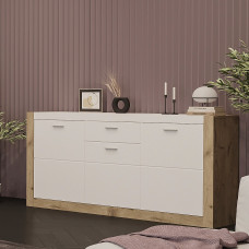 Комод 3Д1Ш Сокме Палермо 180,2x86,2x40,2 Белый/Дуб викинг (SKM-081028)