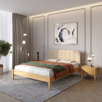 Двуспальная кровать Mebigrand Лондон ДК Орех светлый/Аляска 23 140х200 см (MBG-1461)