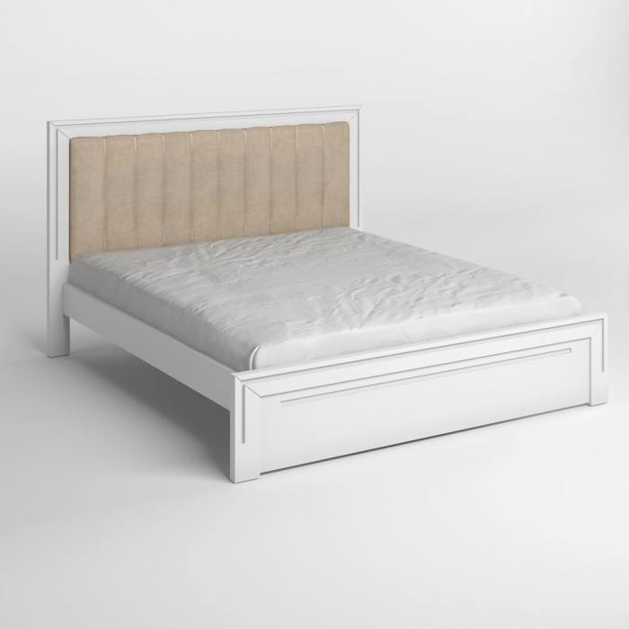 Двуспальная кровать Mebigrand Торонто Т1 Белый (RAL9003)/Аляска 23 (бежевый) 140х190 см (MBG-8674)