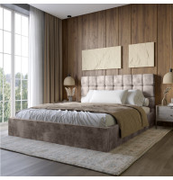 Двуспальная деревянная кровать с мягким изголовьем и подъемным механизмом LION Пикси Silk 105 (Шоколадный) 160х200 см (LION-044274)