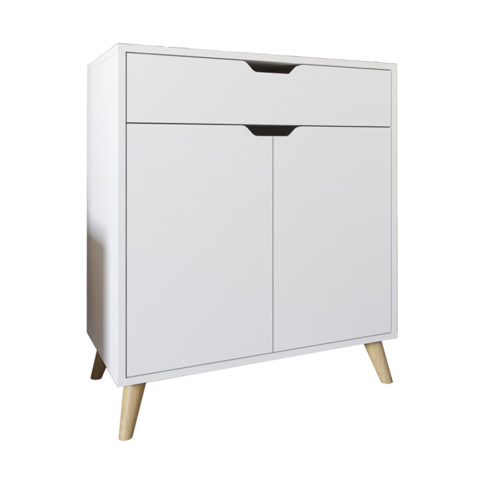 Комод в гостиную с ножками в цвете Орех светлый М-ЗОН Борн 750 Нимфеа Альба (белый) (MZN-031047)
