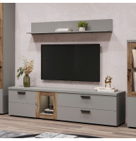 Тумба под телевмзор 1Д2Ш Сокме Модена 180x47,1x40,7 Шиншилла серая/Дуб шлагшток (SKM-081058)