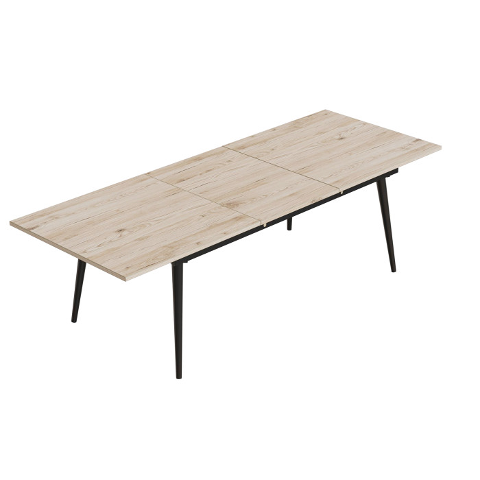 Стол трансформер журнальный Dandi Small Ferrum-decor 45x120 160)x60 Черный металл ДСП Дуб Сан-Марино 16 мм (FRD-106790)