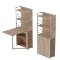 Стол книжка с этажеркой Практик 2 Ferrum-decor 1555x640x990 Белый металл ДСП Дуб Сан-Марино 16 мм (FRD-104633)