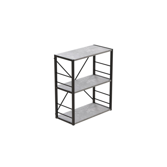 Етажерка 3/60 Ferrum-decor Серії Конект 75x60x28 чорний ДСП Бетон 16мм (FRD-104256)