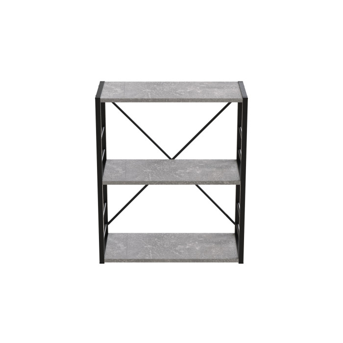 Етажерка 3/60 Ferrum-decor Серії Конект 75x60x28 чорний ДСП Бетон 16мм (FRD-104256)
