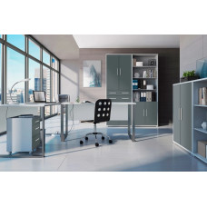 Модульна стінка для вітальні Гербор Кабі N100014 Попелястий/Антрацит (GRB-1216)