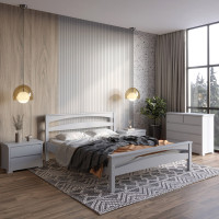 Двуспальная кровать Mebigrand Чикаго Сити Светло-серый (RAL 7040) 140х200 см (MBG-1542)