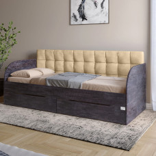 Дитяче односпальне ліжко LION Л-7 з шухлядами та ламелями Лілі-02 (бежевий) 80x190 см Бетон темний (LION-045070)