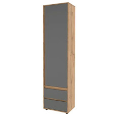 Пенал в прихожую Сокме Нитро Софт 1Д2Ш 195х50,8х34 Дуб вотан/Серый графит (SKM-081246)