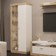 Пенал высокий в гостиную 2Д Сокме Палермо 80,2x193,4x34,2 Белый/Дуб викинг (SKM-081025)