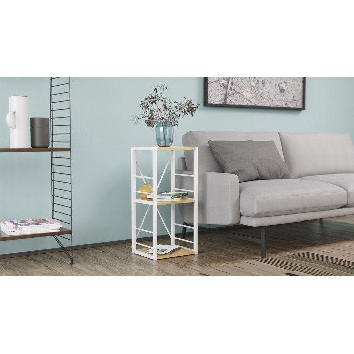 Етажерка 3/34 Ferrum-decor Серії Конект 73x34x28 білий ДСП Дуб Артизан 16мм (FRD-104297)
