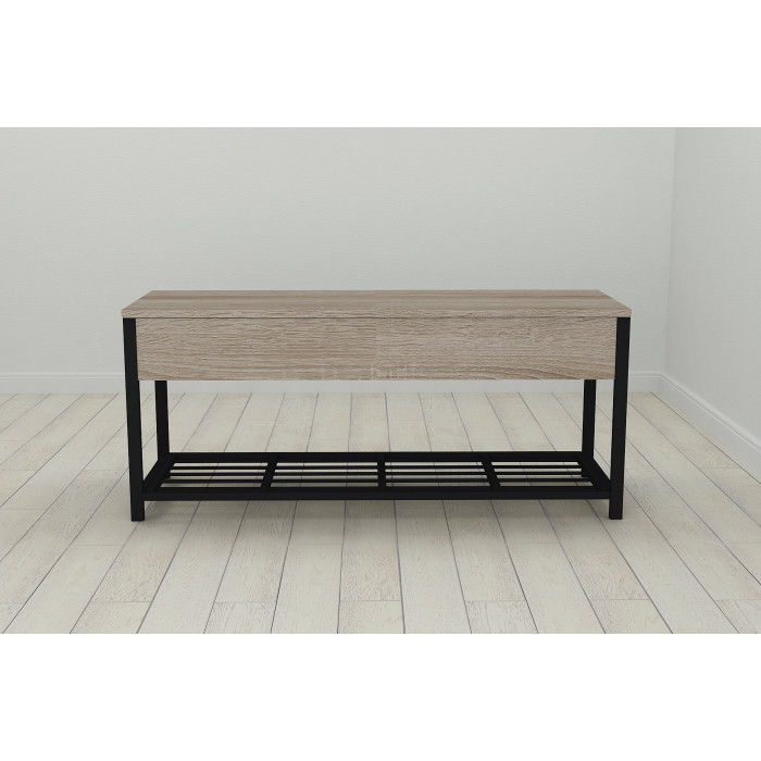 Банкетка с ящиком Ferrum-decor Дрейк 1 550x1000x400 металл Черный ДСП Сонома Трюфель 16 мм (FRD-103049)