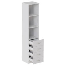 Пенал Анжело Ferrum-decor на 3 полки с 4 шухлядами 1900x400x380 ДСП Белое 16 мм (FRD-104923)