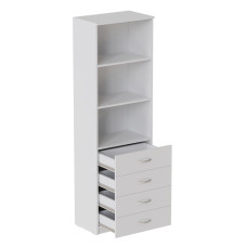 Шкаф Анжело Ferrum-decor на 3 полки с 4 ящика 1900x600x380 ДСП Белое 16 мм (FRD-104983)