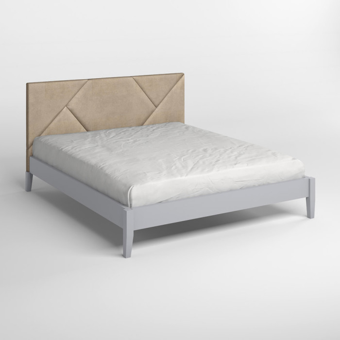 Двуспальная деревянная кровать Mebigrand Нью-Йорк ДК Светло-серый (RAL-7040)/Аляска 23 (Бежевый) 160х200 см (MBG-10403)