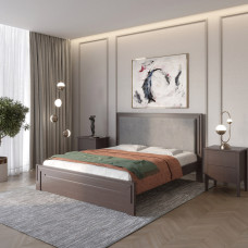 Полуторная деревянная кровать Mebigrand Торонто Т4 Венге/Аляска 93 (серый) 120х200 см (MBG-9258)