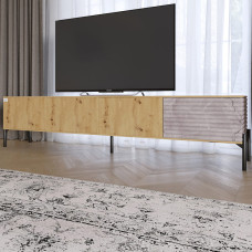 Тумба під телевізор на чорних металевих ніжках LION Грей Дуб Артизан/Камінь (LION-042551)