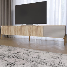 Тумба під телевізор на золотих металевих ніжках LION Грей Дуб Сонома/Кашемір (LION-042600)