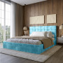 Двуспальная деревянная кровать с мягким изголовьем LION Пикси Silk 502 (Бирюзовый) 180х200 см (LION-044268) - фото 1