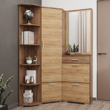 Прихожая угловая Сокме Вива (модульный, 3 элемента) Дуб крафт табако/Дуб крафт золотой (SKM-081088)